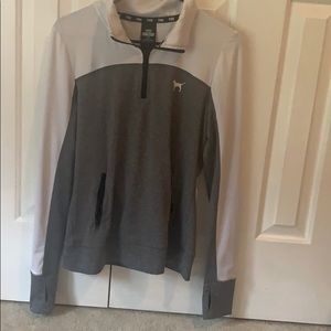 Gray and white pull over